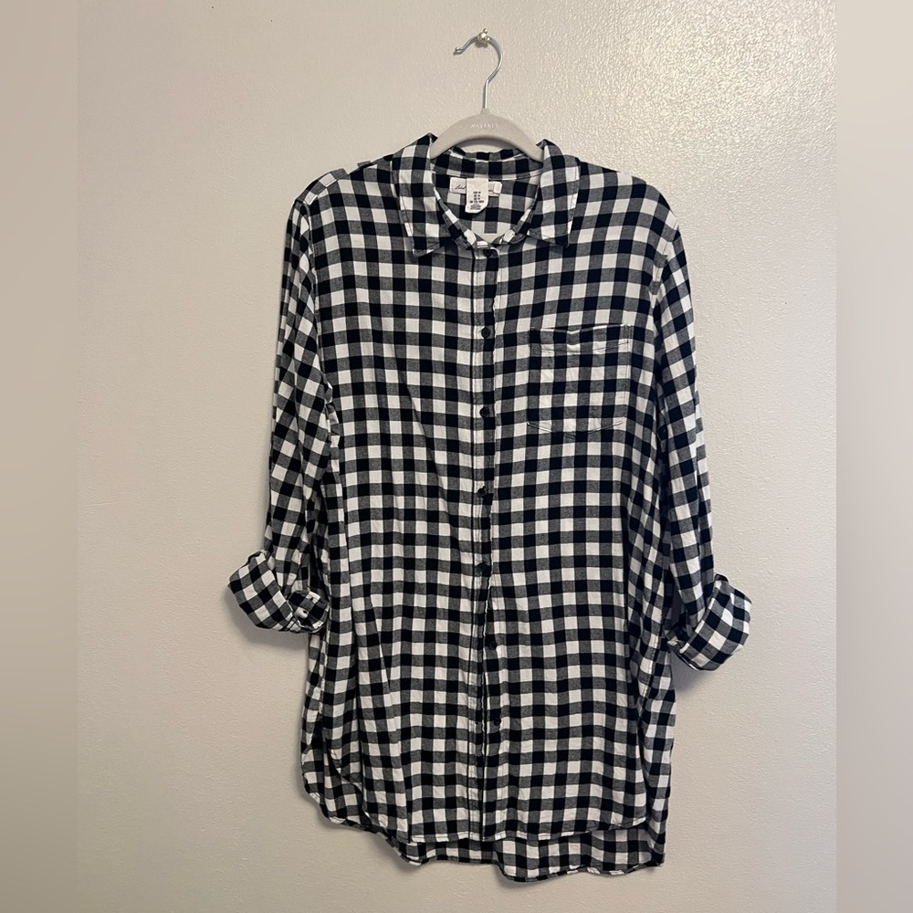 H&M Black and White Oversized Flannel